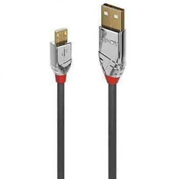 LINDY 36650 USB 2.0 Type A to Micro-B Cable, Cromo Line - Grey, 0.5m