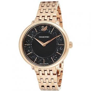 Swarovski Crystalline Chic Metal Black Rose Gold Tone Watch 5544587