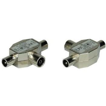 Divisor de Antena T InLine® para TV, 1x Conector Coaxial hembra a 2x Conectores Coaxiales macho, Adaptador de Cables Coaxiales