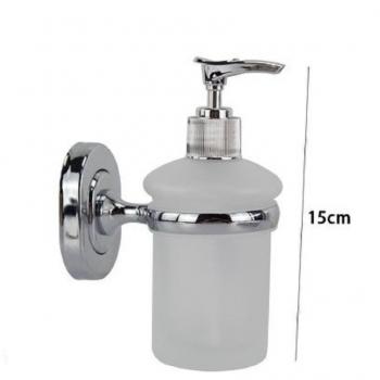 Dispensador de Jabón Líquido de Cristal Satinado para Fijación en Pared - 15cm