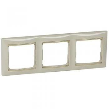 Marco 3 elementos horizontal marfil/oro Legrand