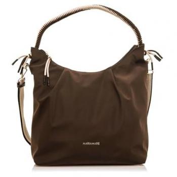 Bolso de hombro casual en tejido sintético marrón con asa trenzada y bandolera extraíble - Mariamare Callis 2024