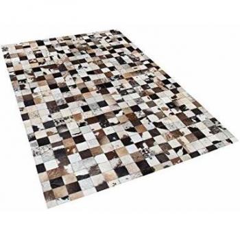 Alfombra de Piel de Vaca Beige y Marrón 140 x 200 cm Moderna Patchwork Hecha a Mano Cerli