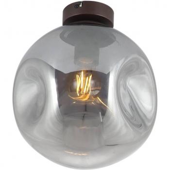 Lámpara de techo Lindby Valentina, E27, gris humo, cristal, Ø 25 cm