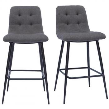 Set de 2 taburetes de cocina de diseño en tela gris y metal 65 cm de altura ESCAPE