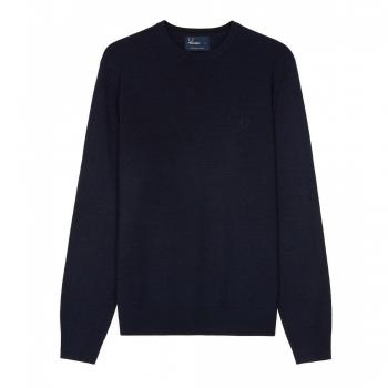 Fred Perry Hombres Puente de Cuello Redondo de Lana XL Indigo