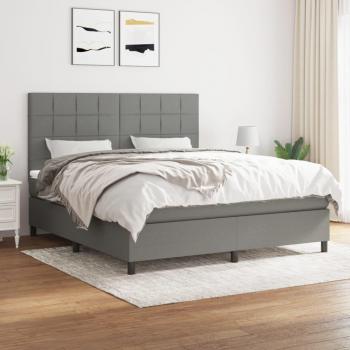 Cama box spring con colchón de muelles gris oscuro 180x200 cm Tela Vidaxl