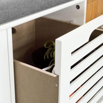 SoBuy Banco de Almacenamiento con Cojines y 2 Cubos de Entrada del Gabinete Dresser Zapato Cómodo Banco FSR23-K-W, ES