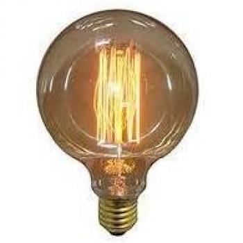 Electro DH. Bombilla Filamento Carbono Formato Globo 125mm. 230v 60w e27. Luz cálida. 2.000 Hora. 175 x 125mm.
