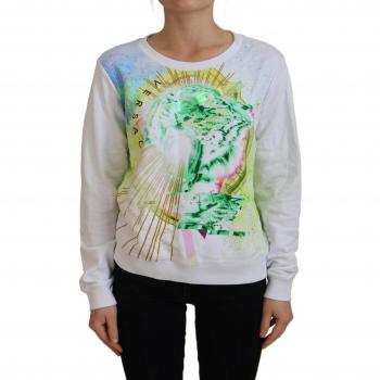 Versace Jeans White Graphic Print Long Sleeves Sweater - IT38|XS