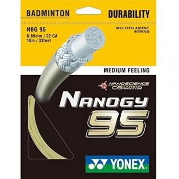 Cordaje Individual de Bádminton Yonex Nanogy 95 - 10 Metros, Color Blanco