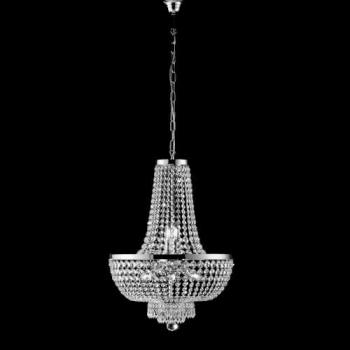 Araña imperial de hierro y latón cromado con ocho luces strass 50x h74 cm, clásica contemporánea cromada
