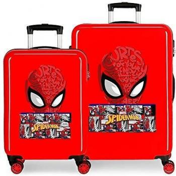 Marvel Spiderman Comic Juego de Maletas Rojo 55/68 cms Rígida ABS Cierre de combinación Lateral 104L 2,66 kgs 4 Ruedas Dobles Equipaje de Mano