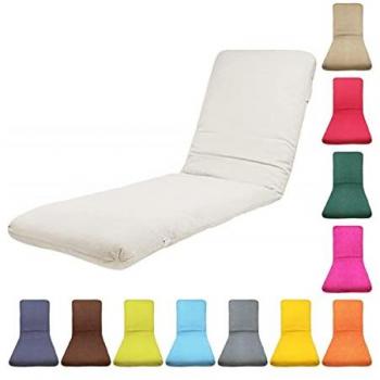 Cojín Tumbona Acolchado 180 x 50 cm con Relleno de Fibra y Funda de Tela Lavable con Cremallera - Crudo