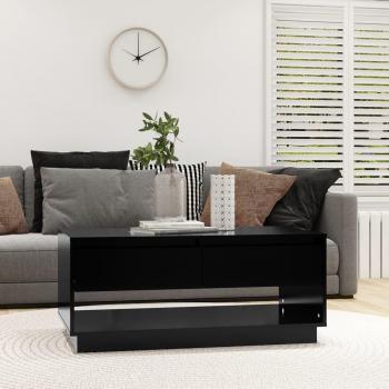 Mesa de centro aglomerado negro 102,5x55x44 cm y mesa de centro madera contrachapada en blanco, negro, roble sonoma 102,5x55x44 cm - Mesita de salón o comedor