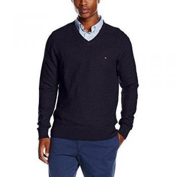 TOMMY HILFIGER, HONEYCOMB HTR V-NK CF - Jersey para hombre, Azul