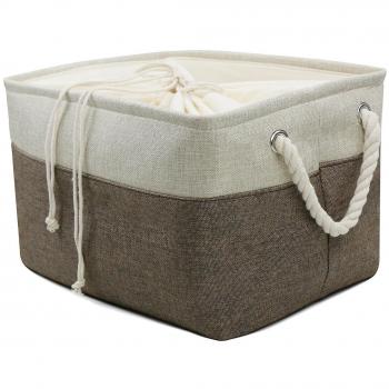 Compartimientos plegables del almacenaje del yute, cesta de almacenaje de la revista, caja de almacenaje portable del estante, armario / envases del organizador del ático, café