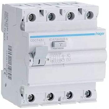 Interruptor Diferencial 4 Polos 40A 30mA Tipo AC Hager CDC742J