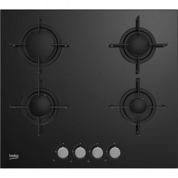 Placa de gas Beko HILG 64220 S con 4 zonas de cocción y acabado en negro