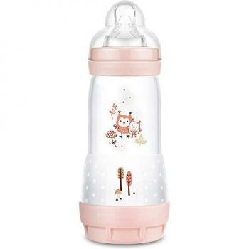 MAM Biberón Anti-Colic A153 - Colección Colours of Nature, Superficie Mate, Biberón Anticólicos Patentado, Tetina 3 de Silicona SkinsoftTM Ultrasuave, para Bebés a Partir de 4 Meses, 320 Ml, Rosa