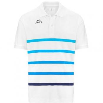 Polo Kappa Feystripe manga corta blanco azul claro - L