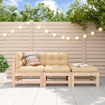 Juego de muebles de jardín 3 piezas madera maciza de pino vidaXL en Pino natural, Pino blanco y Pino gris, Muebles Jardín Exterior Conjunto Terraza Mueble Jardín Exterior