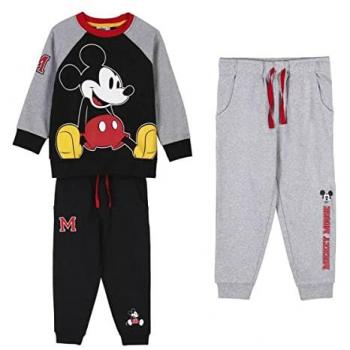 Chándal Infantil Mickey Mouse Negro 3 Piezas, Multicolor, Estándar (S0732190), 2 Años, Cotton Brushed