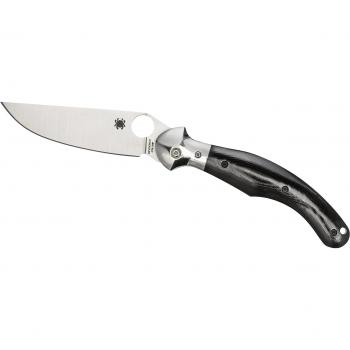 Spyderco Hungarian Folder, Black Polished G-10 Handle, Satin,Plain