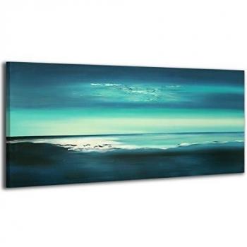 YS-Art | Cuadro Pintado a Mano Acrílico Brillo | Cuadro Moderno acrilico | 115x50 cm | Lienzo Pintado a Mano | Cuadros Dormitories | único | Azul