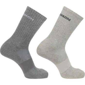 Pack 2 pares de calcetines de montaña unisex Salomon Evasion Crew gris oscuro y claro