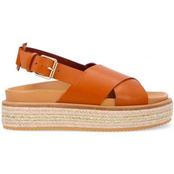 Sandalias de Plataforma para Mujer de Piel Vegetal Suna Marrón EU 37