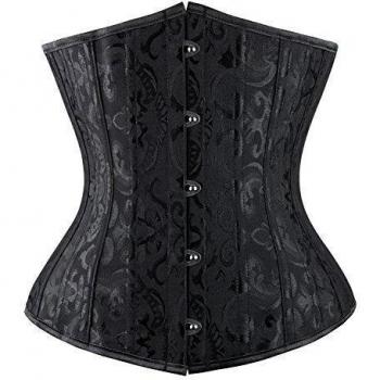 Charmian Women's Double Heavy Spiral Steel Boned Underbust Waist Cincher corsé Black XX-Large