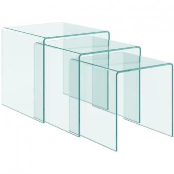 Mesa nido Kays de vidrio templado transparente - set de 3