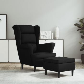 Sillón orejero y taburete de terciopelo azul Vidaxl