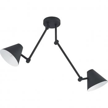 Lámpara de techo Lucande Phina, 2 luces, moderna, color negro, material metal, tipo E27, para salón y comedor