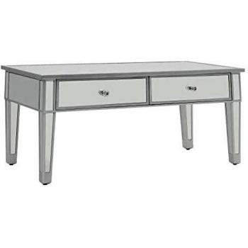 vidaXL Mesa Centro con Espejo MDF Vidrio 100x50x45 cm Mesilla Mueble Auxiliar