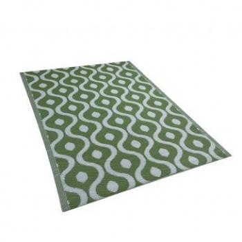 Alfombra Sintética Moderna Verde 120 x 180 cm para Interior y Exterior, Resistente a la Muffa y al Agua, Pune
