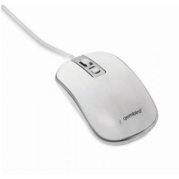 Gembird MUS-4B-06-WS Ratón Óptico con Cable USB 1200 DPI Blanco/Plata