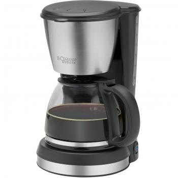 Bomann KA 1369 - Cafetera eléctrica de goteo automática, máquina café de filtro capacidad 12 a 14 tazas, 1,50 litros, función de mantenedora calor, 900 W, color negro acero inoxidable