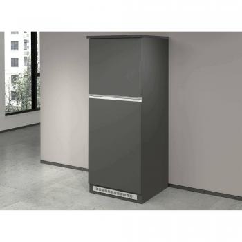 Armario Multiusos Plinio, Mueble Refrigerador 2 Puertas, 100% Hecho en Italia, 60 x 60 x 165 cm, Color Antracita y Pizarra