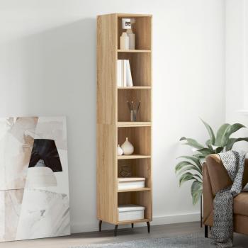 Aparador de madera contrachapada color roble Sonoma 34.5x32.5x180 cm madera multicapa Marrón