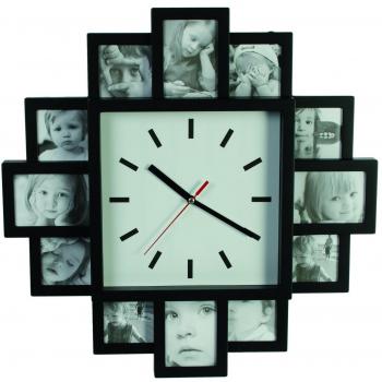 Out of the blue Reloj de Pared con Marcos para Fotos, Color Negro