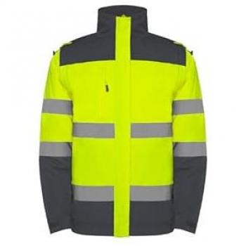 Parka de alta visibilidad EPSYLON ROLY con cintas reflectantes en el cuerpo y mangas, disponible en dos colores