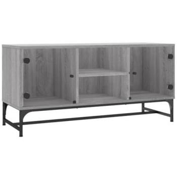 Mueble de TV con puertas de vidrio gris Sonoma 102x37x50 cm