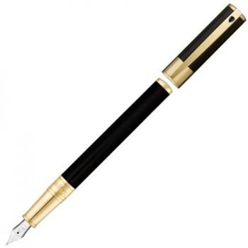 S.T. Dupont D-Initial Black and Gold Fountain Pen - Engravable Luxury Writing Instrument