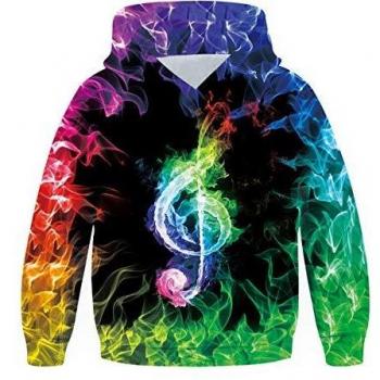 Freshhoodies Moda Diseño Sudadera con Capucha Navidad Fiestas Infantil Diseño Animal Chula 3D Nota Impresión Sudadera Deportiva Casual para Niños 5-6 Años