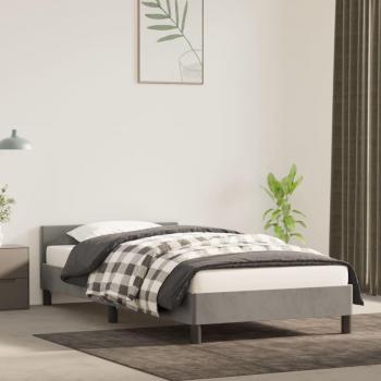 Cama solar sin colchón terciopelo gris claro 90x200 cm con estructura de cama y cabecero, color gris claro, marca Vidaxl