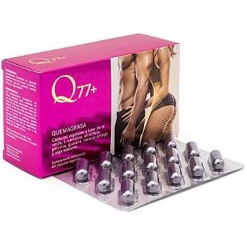 Q77+ QUEMAGRASAS | Comprimidos Quema Grasas | Pastillas para Adelgazar | Fat Burner | Apto Vegetarianos | Con L-Carnitina, Te Verde, Alcachofa y Garcinina Camboia | 60 cápsulas