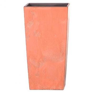 Maceta Alta de Plástico con Depósito 11,4L Efecto Cuadrado Color Terracota Prosperplast 37,5x19,5x19,5 cms