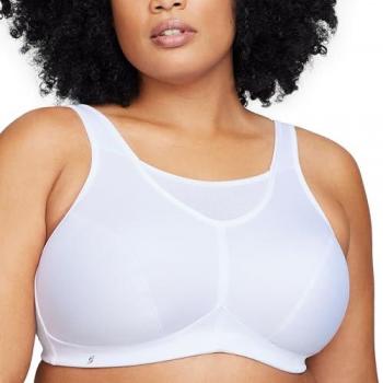 GLAMORISE - Women's Wireless Sports Bra with Maximum Support - White